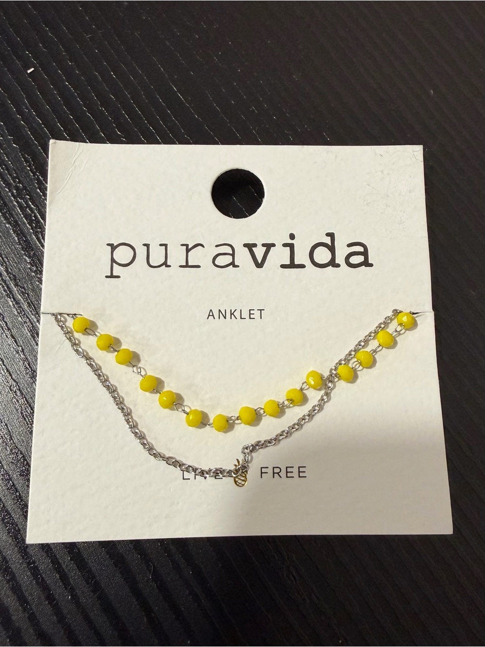 Pura Vida Yellow Beaded Bracelet with Silver Chain